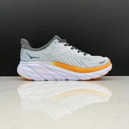 هوکا کلیفتون ۸ طوسی نارنجی Hoka Clifton 8 gray Orange