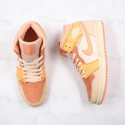 نایک ایر جردن وان مید اپریکات آرنج Nike Air Jordan 1 mid Apricot Orange